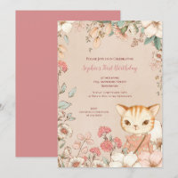 Gato de Vintage Gato Floral Deixa primeiro anivers