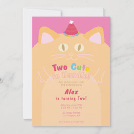 Convites Gato "Dois Fofos para Segurar" 2º Aniversário