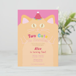 Convites Gato "Dois Fofos para Segurar" 2º Aniversário