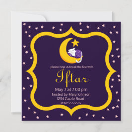Convites Gato Dormindo no Crescent Moon Star Ramadan
