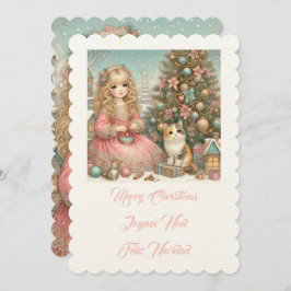 Convites Gato e garota, Feliz Natal