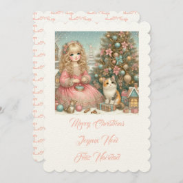 Convites Gato e garota, Feliz Natal