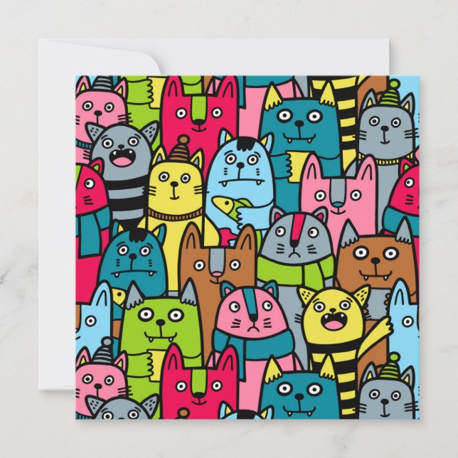 Convites Gato e gatinhos (Frente)