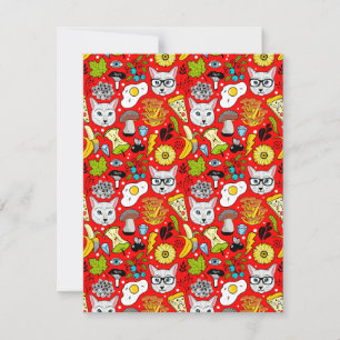 Convites Gato e ovo no vermelho