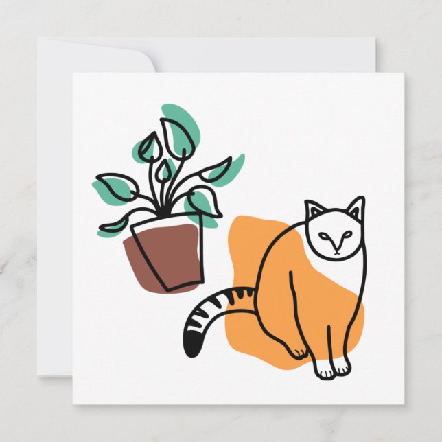 Convites Gato e planta (Frente)