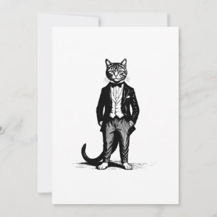Convites Gato Elegante Smoking
