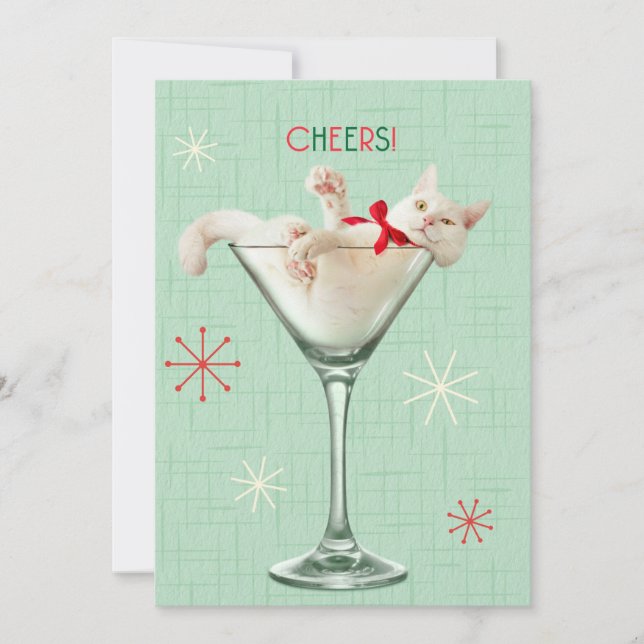 Convites Gato em Copo de Martini (Frente)
