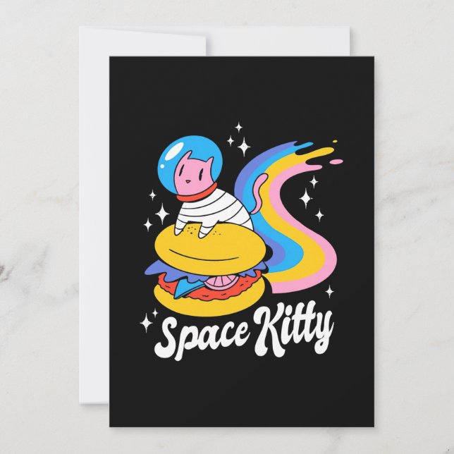 Convites Gato Espacial Astronauta (Frente)