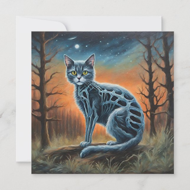 Convites Gato Esqueleto (Frente)