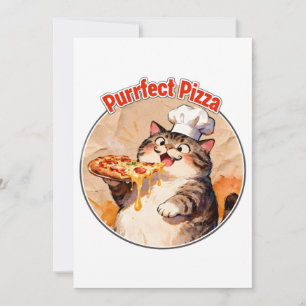 Convites Gato Feliz Chef com Pizza