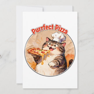 Convites Gato Feliz Chef com Pizza