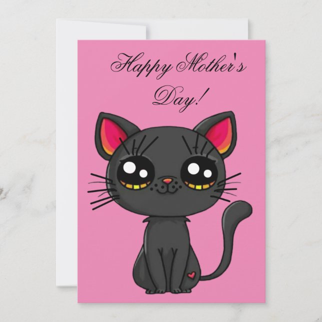 Convites Gato Feliz Dia das Mães  (Frente)