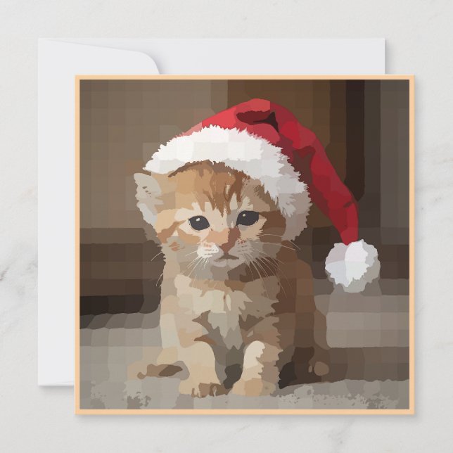 Convites Gato fofo em noite de Natal. (Frente)