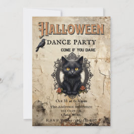 Convites Gato Gótico no Festa de Dança de Halloween Espelho