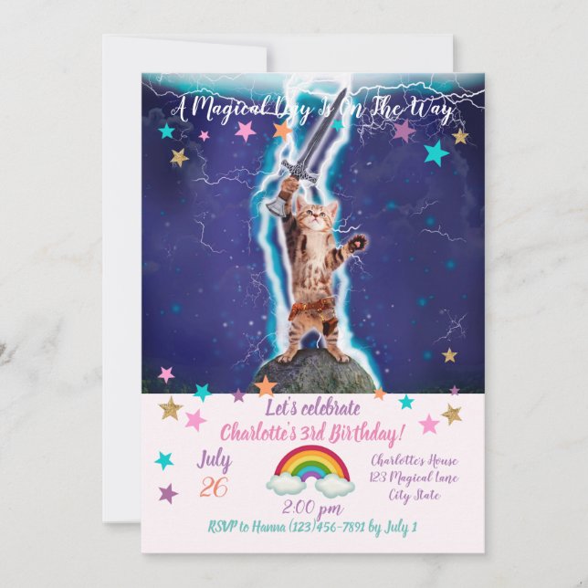 Convites Gato guerreiro trovão (Frente)