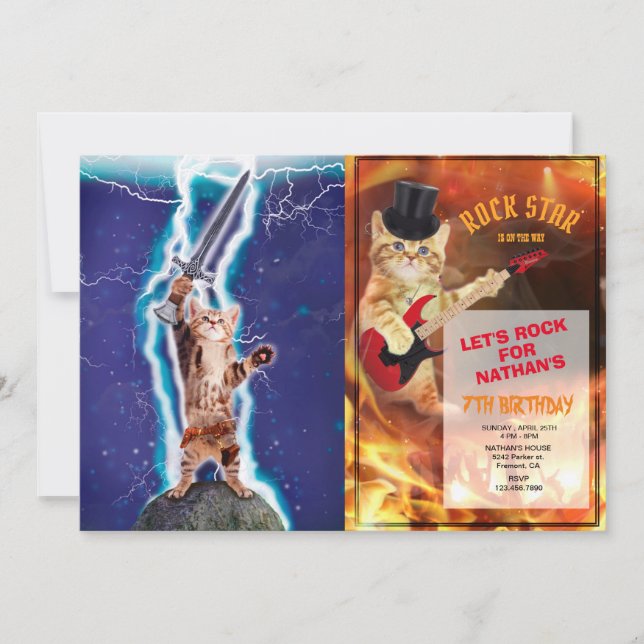 Convites Gato guerreiro trovão (Frente)