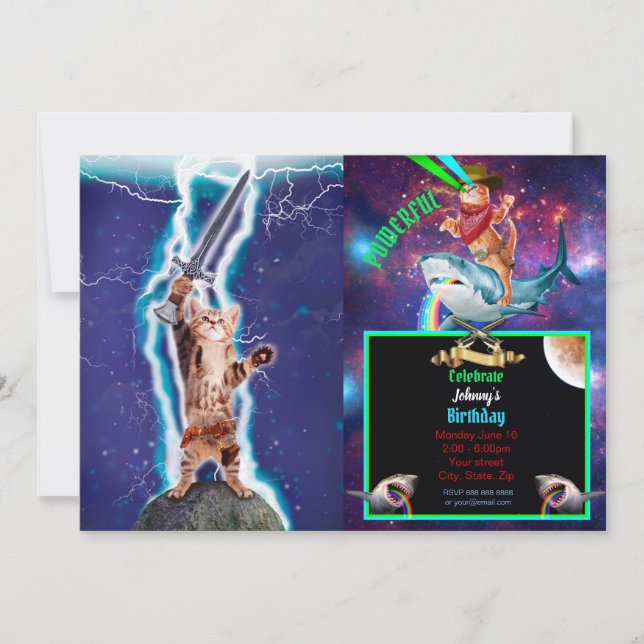 Convites Gato guerreiro trovão (Frente)