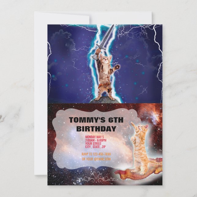 Convites Gato guerreiro trovão (Frente)
