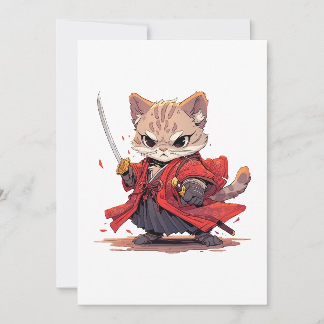 Convites Gato Herói ao estilo samurai zangado (Frente)