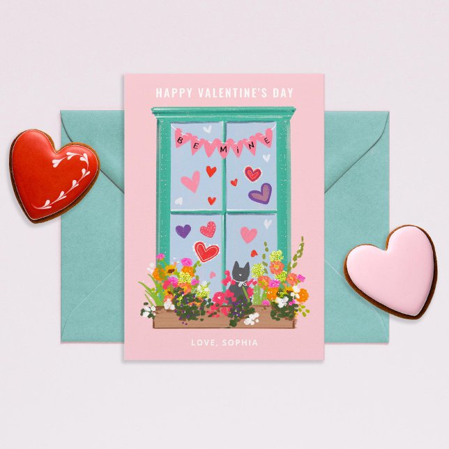 Convites Gato Ilustrado na Sala de aula do Namorados de Jan (Criador carregado)