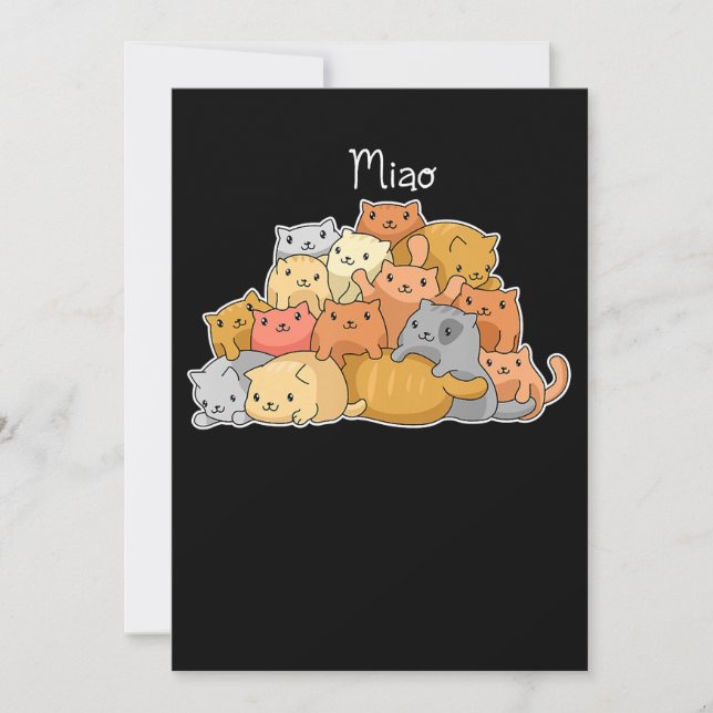 Convites gato kawaii anime japonês amantes bonitinhos e com (Frente)