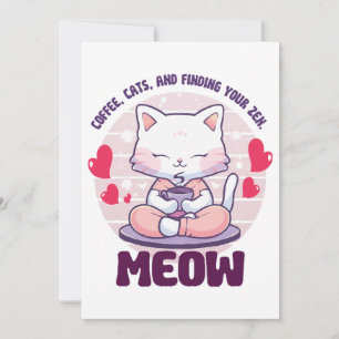 Convites Gato meditação - Gato Kawaii