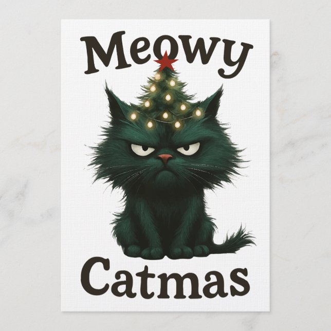 Convites Gato Meowy Catmas Mal-humorado (Frente)
