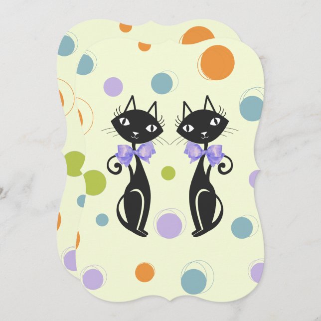 Convites Gato Moderno do Meio século (Frente/Verso)