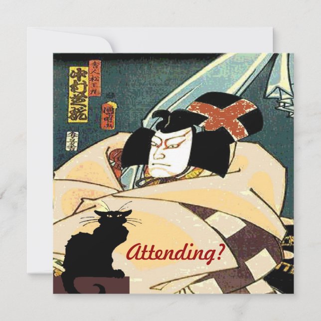 Convites Gato Negro e Homem Japonês, Presente? (Frente)