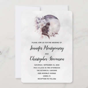 Convites Gato Negro em Frente a Casamento da Lua Cheia