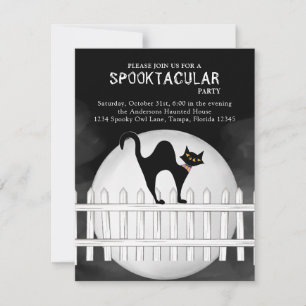Convites Gato Negro Spooktacular Spookular do Halloween