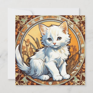Convites Gato no Estilo Alphonse Mucha