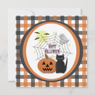 Convites Gato Preto e Abóbora Não Assustam Halloween