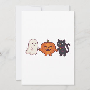 Convites Gato Preto Fantasma Fofo & Abóbora de Halloween