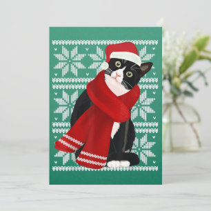 Convites Gato Preto Feio do Natal Chapéu de Papai Noel Cach