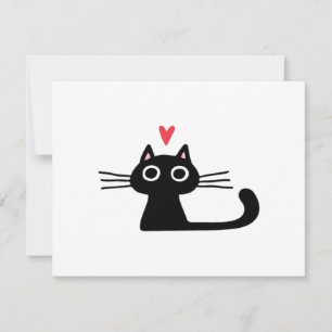 Convites Gato Preto Fofo com Coração  Gatinho Valentão Clás
