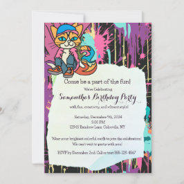 Convites Gato Retro da Rua, Boné e Tênis| Engraçado