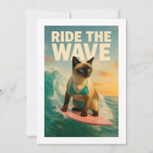 Convites Gato siamês está surfando, me pegue se você puder