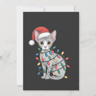 Convites Gato Sphynx Vestindo um Chapéu de Papai Noel e Env