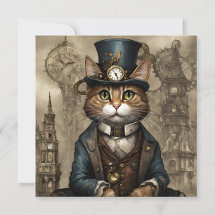 Convites Gato Steampunk