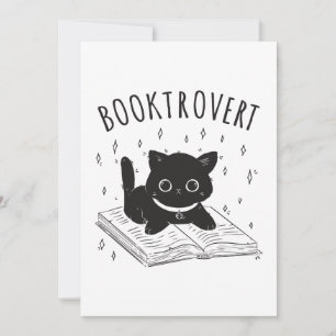 Convites Gato-troverte com livro e estrelas