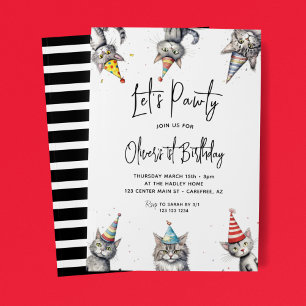 Convites Gato Vamos Fazer a Festa de 1º Aniversário