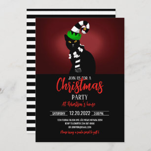 Convites Gato vestindo chapéu Engraçado e Scarf