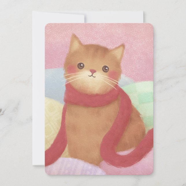 Convites Gato Vestindo Uma Ilustração Vermelha De Escarpa (Frente)