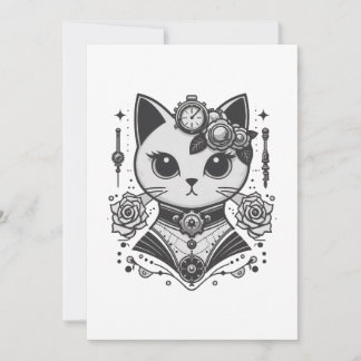 Convites Gato Victoriano Elegante Steampunk