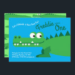 Convites Gator Alligator Crocodile Kids - primeiro aniversa<br><div class="desc">Estes convites de festas de aniversários bonitinhos e coloridos de gator são perfeitos para a celebração de um primeiro aniversario infantil! Personalize o texto para torná-lo seu. O olhar e a sensação modernos é a forma perfeita de celebrar o seu pequeno que ama crocodilos e jacarés no seu primeiro aniversário!...</div>