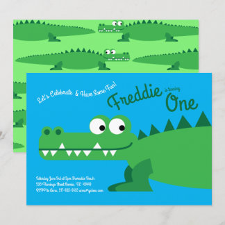 Convites Gator Alligator Crocodile Kids - primeiro aniversa
