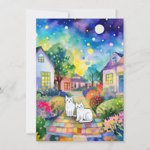 Convites Gatos Brancos Visitando 