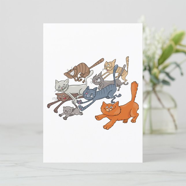 Convites Gatos Correndo Padrão Gatinhos Caprichosos (Criador carregado)