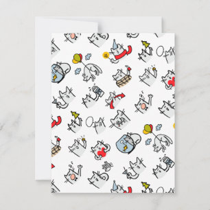 Convites Gatos engraçados, leite e magia.